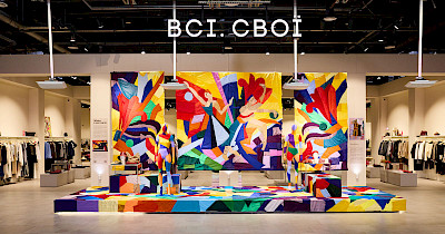 Women in Art: Spring Window Displays Created from Fabric Remnants of Vsi. Svoi Brands