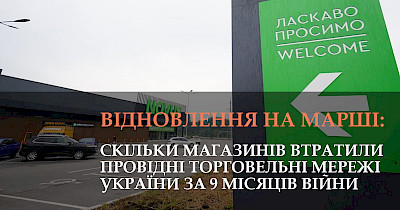 Восстановление на марше: сколько магазинов потеряли ведущие торговые сети Украины за 9 месяцев войны (инфографика)